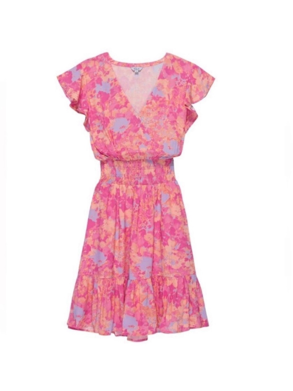 Rails Tara Floral Mini Dress Passion Flower Pink Tiered Smocked